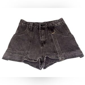 SHEIN High-Waisted Utility Denim Shorts Dark Wash Grey Size Small US 4